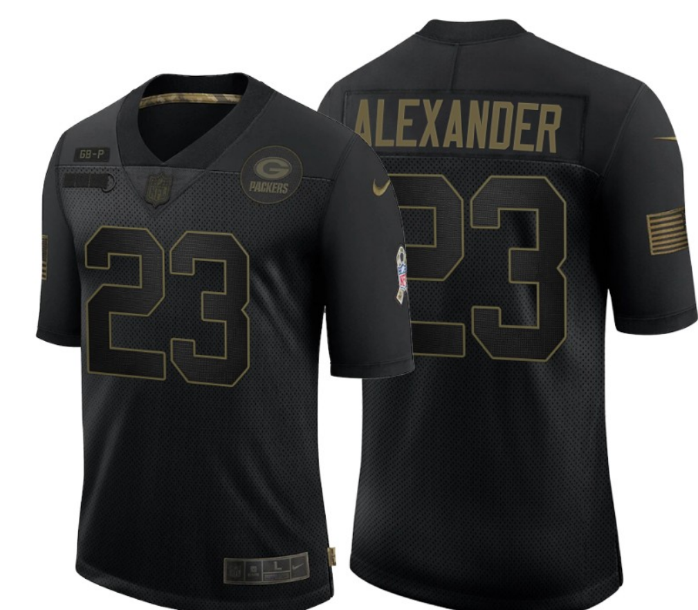 Men's Green Bay Packers #23 Jaire Alexander 2020 Black Salute To Service Limited Stitched Jersey